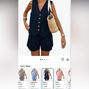 *NWOT* Tailored Navy Button-Front Vest & Shorts